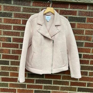 Old Navy Dusty Marled Baby Pink Asymmetrical Moto Jacket